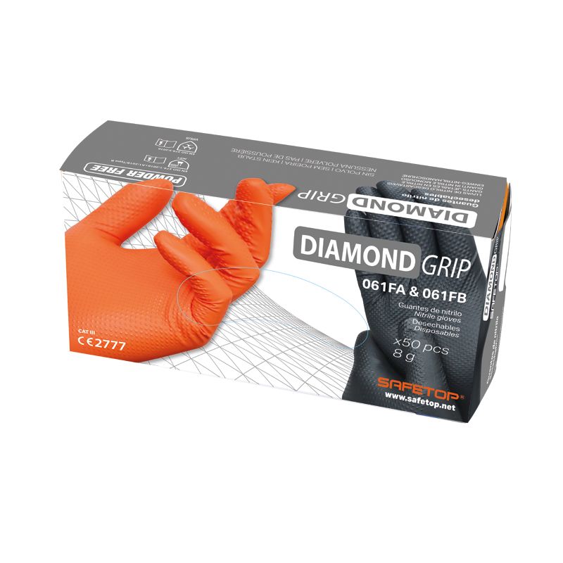 DIAMOND GRIP, Guante 8g diamantado doble cara naranja Cx 50