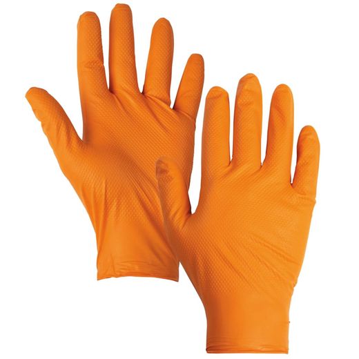 DIAMOND SAFE, guante químico naranja nitrilo diamante