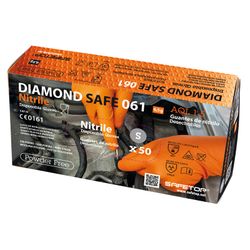 DIAMOND SAFE, guante químico naranja nitrilo diamante