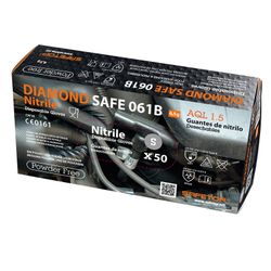 DIAMOND SAFE, guante químico nitrilo negro diamantado