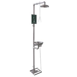 DUCHA DE OJOS INOX, inox de pedestal con pileta y pedal