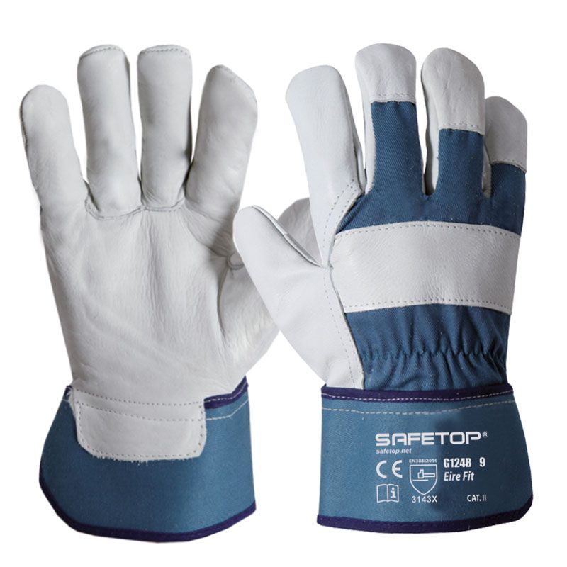 ERIE FIT, guante lona de algodón-piel flor vacuno