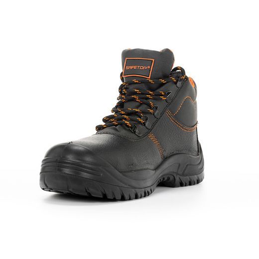 EURIO, Bota cuero negro grabado S3 SR cordones