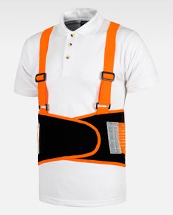 Elastischer AV-Lendengürtel mit durch Wale verstärkten Trägern, verstellbar mit doppeltem Klettverschluss Black Orange AV
