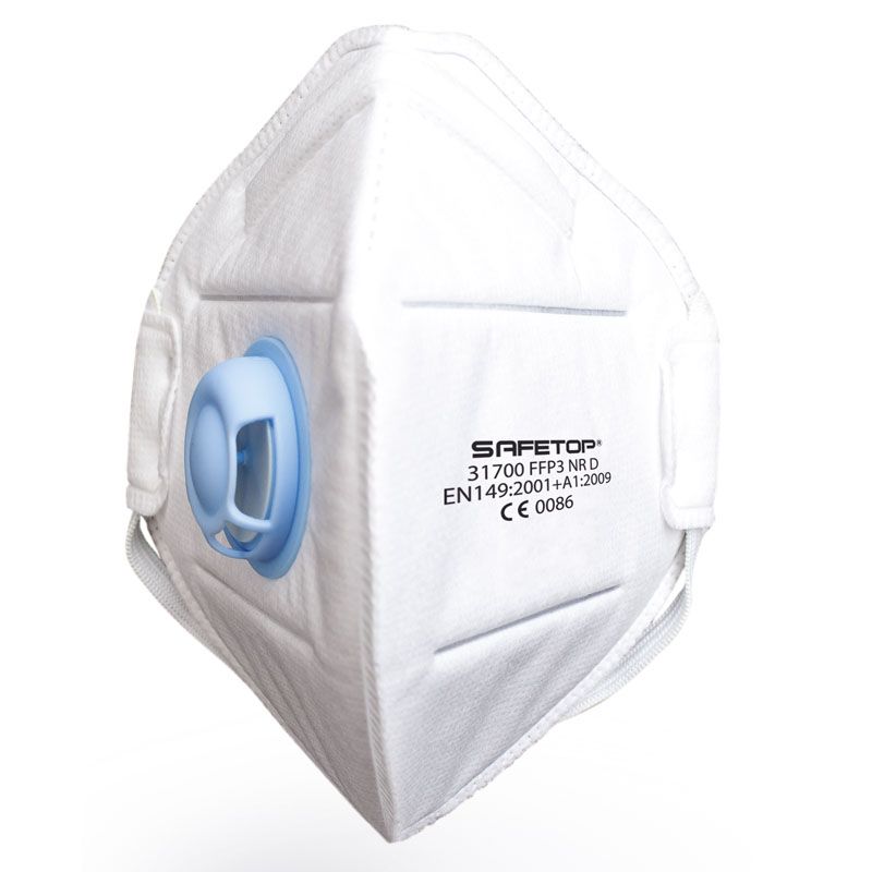 FFP3 NR D, mascarilla plegable vertical válvula metal free