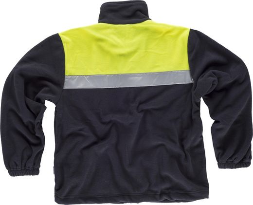 Zweifarbiges Fleece mit Reißverschluss und reflektierenden Bändern Navy Yellow AV