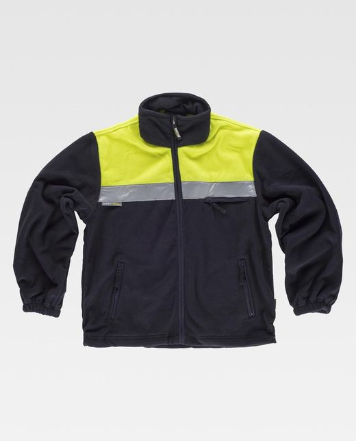 Felpa bicolore con zip e nastri riflettenti Navy Yellow AV