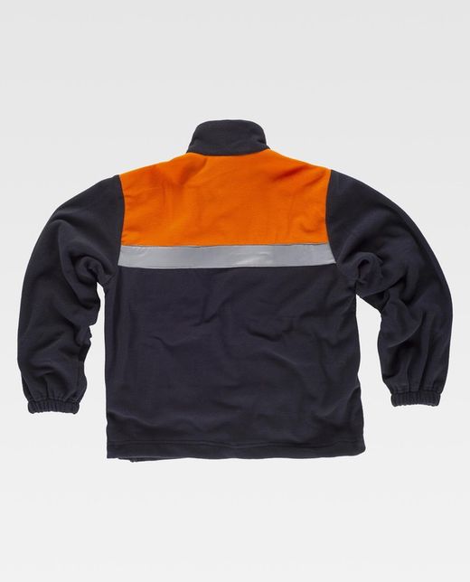 Zweifarbiges Fleece mit Reißverschluss und reflektierenden Bändern Navy Orange AV