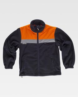 Zweifarbiges Fleece mit Reißverschluss und reflektierenden Bändern Navy Orange AV