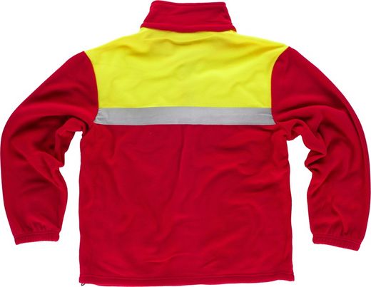 Zweifarbiges Fleece mit Reißverschluss und reflektierenden Bändern Rot Gelb AV