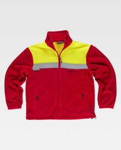 Zweifarbiges Fleece mit Reißverschluss und reflektierenden Bändern Rot Gelb AV