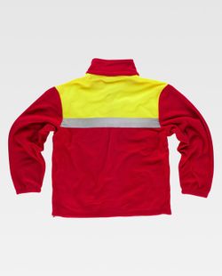 Zweifarbiges Fleece mit Reißverschluss und reflektierenden Bändern Rot Gelb AV