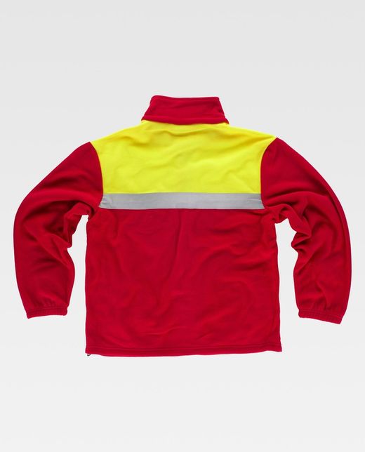 Zweifarbiges Fleece mit Reißverschluss und reflektierenden Bändern Rot Gelb AV