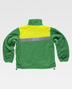 Zweifarbiges Fleece mit Reißverschluss und reflektierenden Bändern Grün Gelb AV