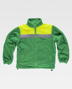 Zweifarbiges Fleece mit Reißverschluss und reflektierenden Bändern Grün Gelb AV