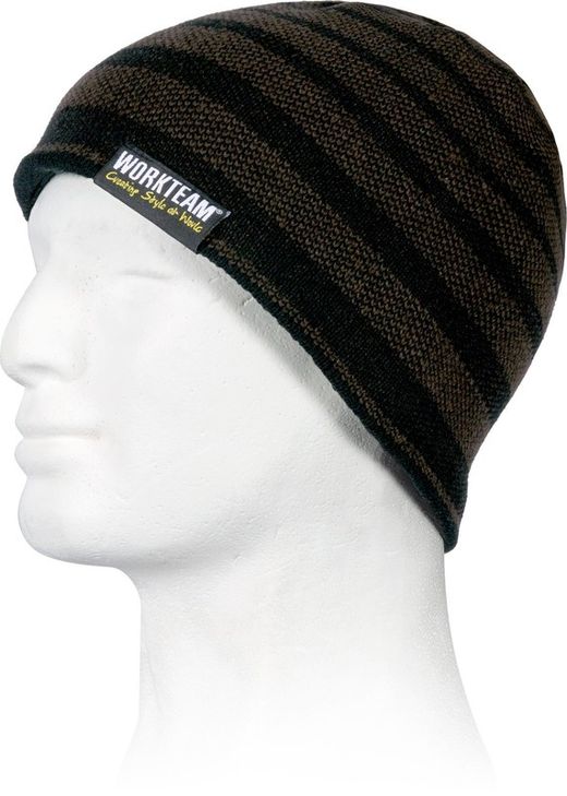Knitted hat with stripes Brown Black