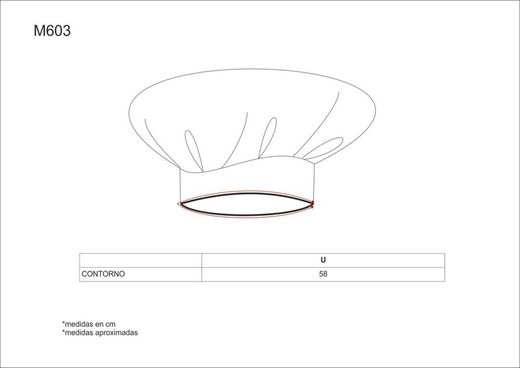 Gorro liso de cocina con velcro  Blanco / Negro
