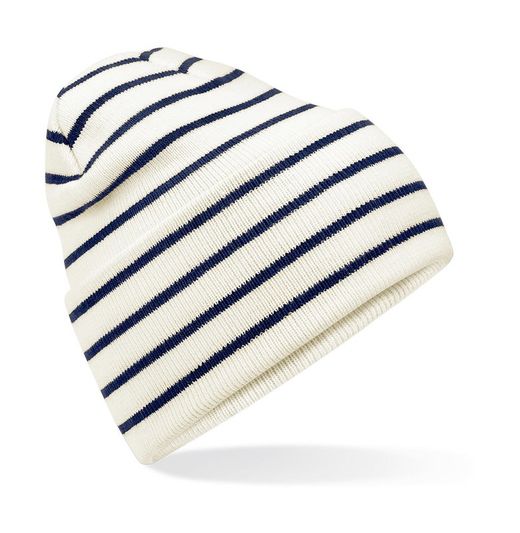 Gorro original de rayas con dobladillo