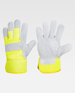 Handschuh mit geteilter Handfläche Rücken und Stoffhülle in Grau Gelb AV PACK 12 und