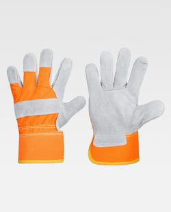 Handschuh mit geteilter Handfläche Rücken und Stoffhülle in High Visibility Grau Orange AV PACK 12 und