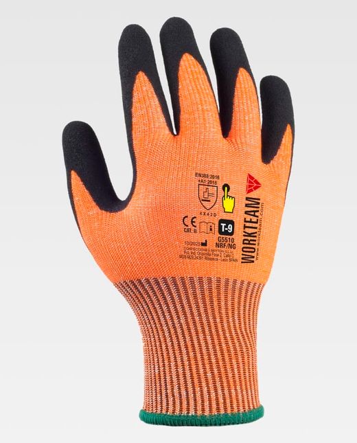 Guante de color Naranja Flúor+Negro | PROTECCIÓN