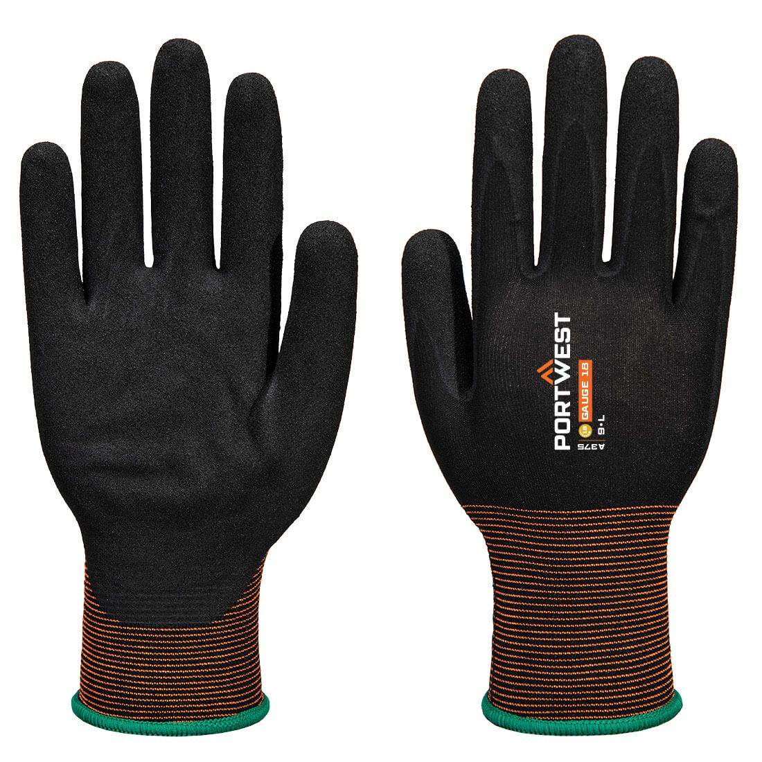 Guante de nitrilo liso/arenoso GP Grip 18 Negro