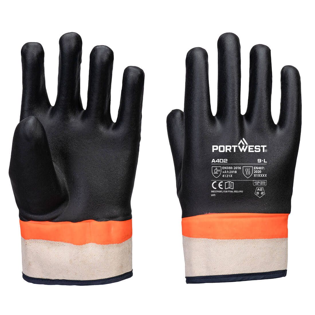 Guantes Grip PVC Sandy Double Dipped Glove Negro/Naranja