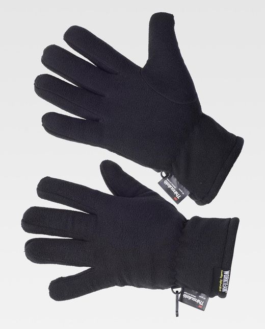 Guantes polares doble capa Negro.