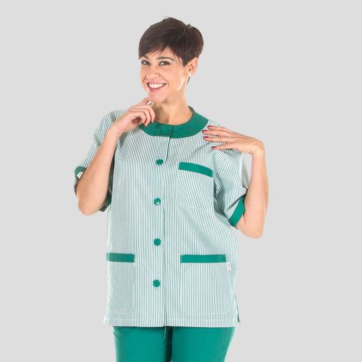 Blusa Sanitario Unisex Abotonada Vichy Combinada