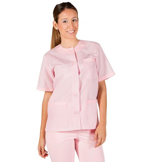 Blusa Sanitario Unisex Abotonada Vichy Combinada