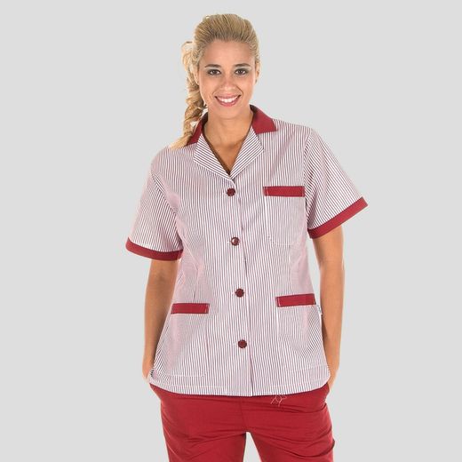 Bata Mujer Corta Vichy M/C Combinada