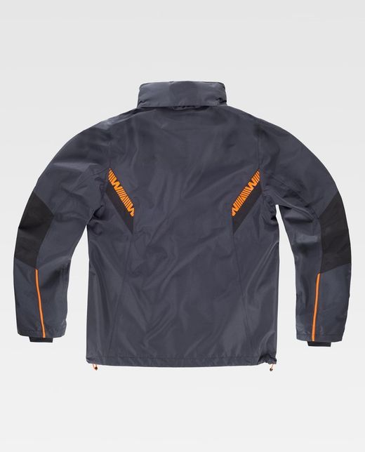 Impermeable de color Gris Oscuro+Negro+naranja Flúor
