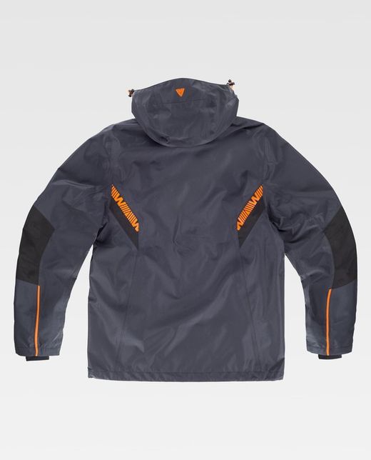Impermeable de color Gris Oscuro+Negro+naranja Flúor