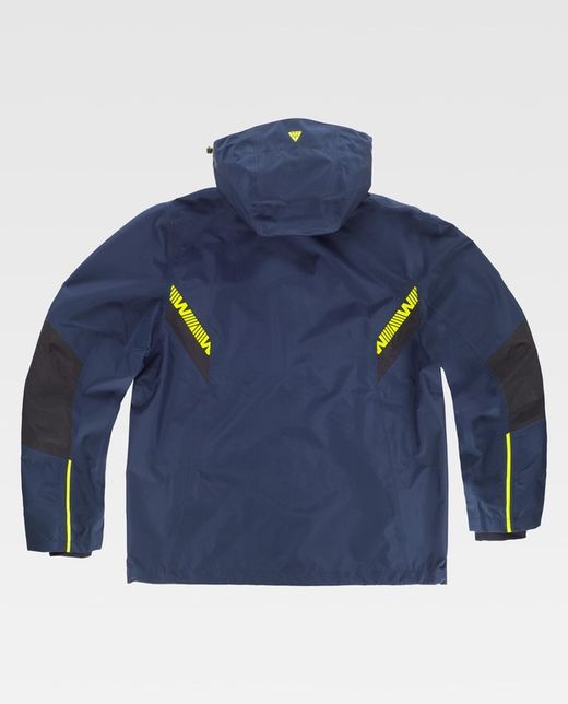 Impermeable de color Marino+Negro+Amarillo Flúor
