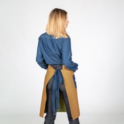 Indigo denim combi twill bib apron 80x85cm "redline"
