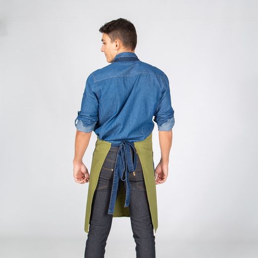 Indigo denim combi twill bib apron 80x85cm "redline"