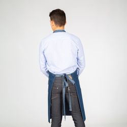 Indigo denim washed bib apron 90x75 cm "redline".