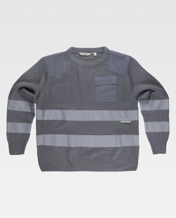 Jersey cuello redondo con bolsillo y 2 cintas reflectantes Gris