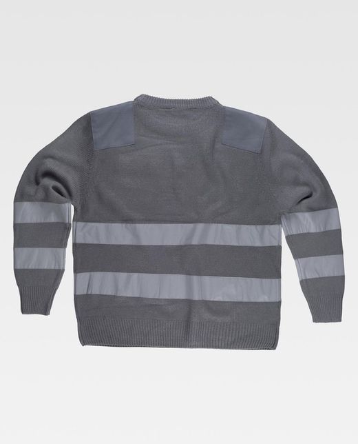Jersey cuello redondo con bolsillo y 2 cintas reflectantes Gris