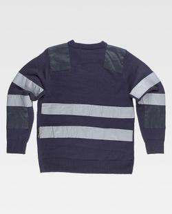 Rundhalspullover mit Tasche und 2 reflektierenden Bändern Navy