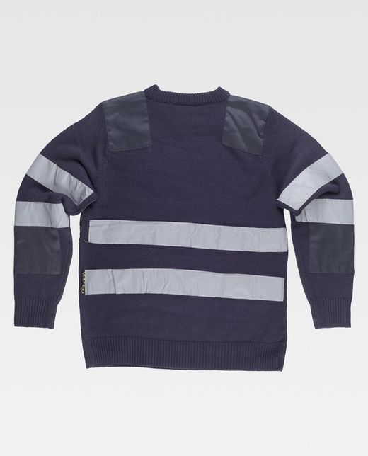 Rundhalspullover mit Tasche und 2 reflektierenden Bändern Navy