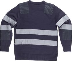 Rundhalspullover mit Tasche und 2 reflektierenden Bändern Navy
