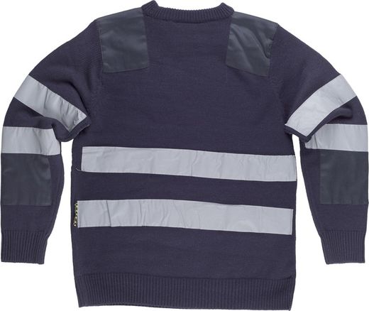 Rundhalspullover mit Tasche und 2 reflektierenden Bändern Navy