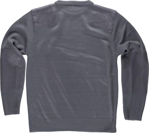 Pullover mit Rundhalsausschnitt und Schulter- und Ellbogenverstärkung Grau