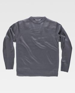 Pullover mit Rundhalsausschnitt und Schulter- und Ellbogenverstärkung Grau