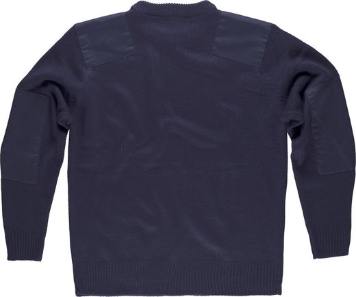 Pullover mit Rundhalsausschnitt und Schulter- und Ellbogenverstärkung Navy