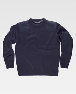 Pullover mit Rundhalsausschnitt und Schulter- und Ellbogenverstärkung Navy