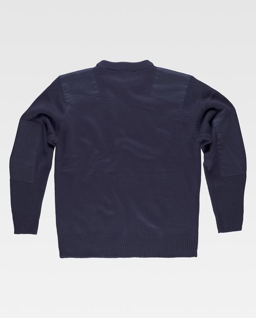Pullover mit Rundhalsausschnitt und Schulter- und Ellbogenverstärkung Navy