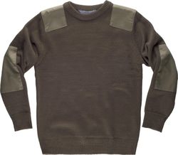 Jersey de cuello redondo con refuerzos Verde Kaki