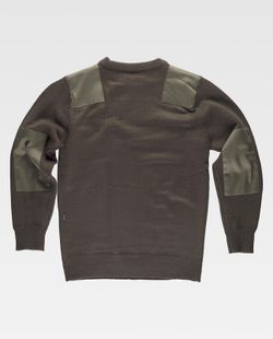 Pullover mit Rundhalsausschnitt und Schulter- und Ellbogenverstärkung Khaki Green